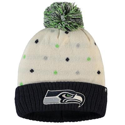 Men's New Era Cream/College Navy Seattle Seahawks 2022 Sideline Sport  Cuffed Pom Knit Hat