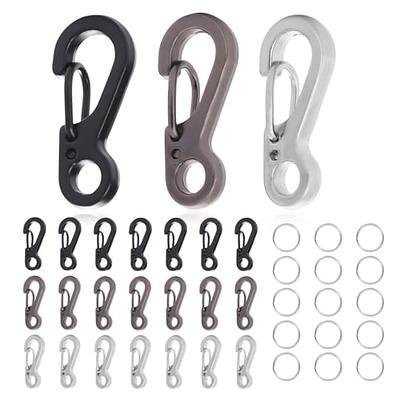 WLLHYF 2 Pieces Metal Keychain Carabiner Clip Key Ring Chain Holder with  Keyring Clips Men Silver Keychain Hook Organizer for Car Keys Purse Finder