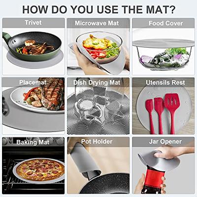 2 in 1 Microwave Cover & Mat, Clear Microwave Splatter Cover for Food Guard  Lid Plate Cover, Silicone Heat Resistant Microwave Mat Non-Slip Drying