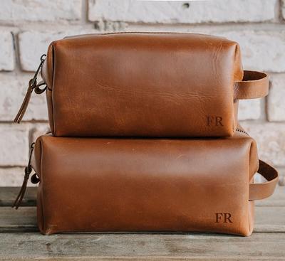 Personalized Leather Messenger Bag Monogram Men's Full 