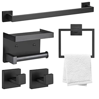 Warepro 5 Pieces Bathroom Hardware Set, Matte Black Bathroom Accessories  Stainless Steel Wall Mount, Includes 23 Hand Towel Holder, Toilet Paper  Holder, Towel Ring, 2 Robe Towel Hooks - Yahoo Shopping