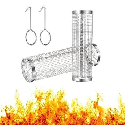 2 Pcs Rolling Grilling Basket, Grill Basket BBQ Accessories, Good Grilling  Accessories Barbecue Stainless Steel Wire Mesh Cylinder, Grill Baskets for