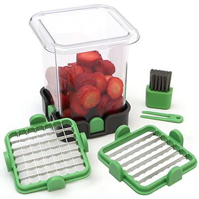 Fullstar Vegetable Chopper Spiralizer Vegetable Slicer Onion Chopper with Container Pro Food Chopper Green Slicer Dicer Cutter 4 Blades - Gray