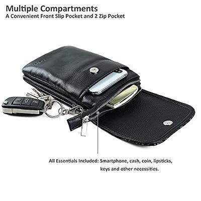 befen Genuine Leather Small Cell Phone Crossbody Bag Purses for Women Cross Body, Silver Zipper