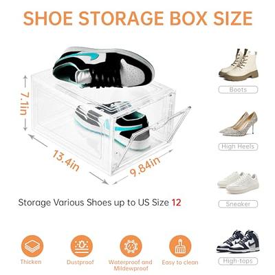 INSTY 6 Pack Shoe Storage Box Clear Plastic Stackable, Shoe Box with  Magnetic Door, Shoe Organizer and Shoe Containers for Sneaker Storage, Fit  up to