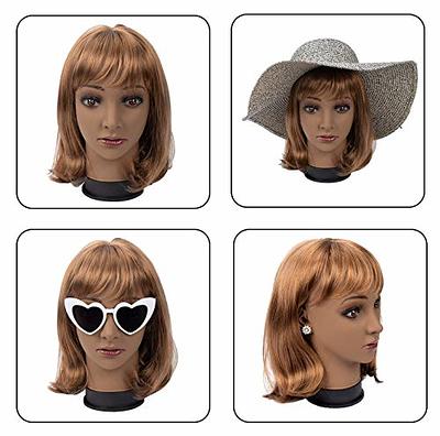 Bald Mannequin Head Brown Female Professional Cosmetology For Wig Making,  Display Wigs, Eyeglasses, Hairs With T Pins 21