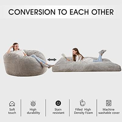 Homguava Chenille Bean Bag Chair, Variable Shape from Bean Bag to