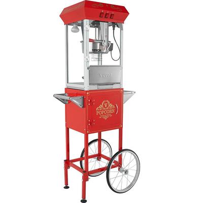 VEVOR 850-Watt 8 oz. Red Popcorn Maker on Wheels Kettle Commercial Popcorn  Machine with 3-Switch Control - Yahoo Shopping