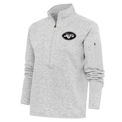 Women's Antigua Heathered Gray New York Giants Wordmark Victory Full-Zip Hoodie