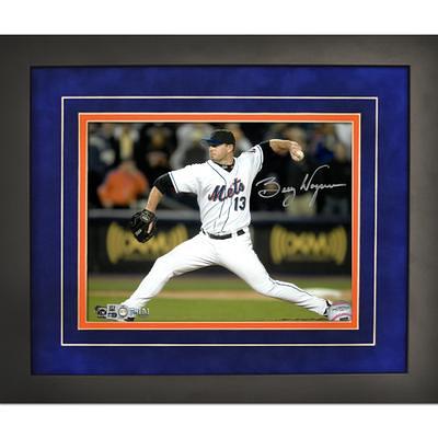 Max Scherzer New York Mets Autographed 11 x 14 Pitching in Blue Jersey Spotlight Photograph - Signed Orange Ink