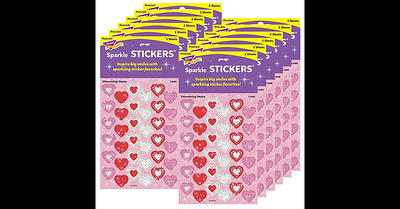 TREND Shimmering Hearts Sparkle Stickers®, 72 Per Pack, 12 Packs