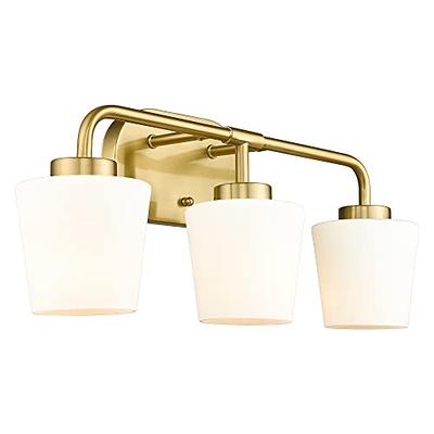 Bathroom Light Fixtures, 3 Light Brushed Nickel Bathroom Vanity Light over  Mirror, 3 Color LED lights with Crystal Bubble and Clear Glass