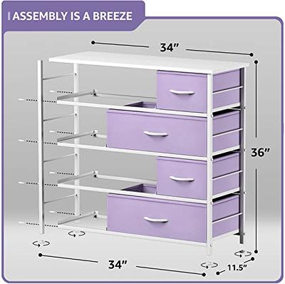 Sorbus Drawer Fabric Dresser for Bedroom Office and Home Purple