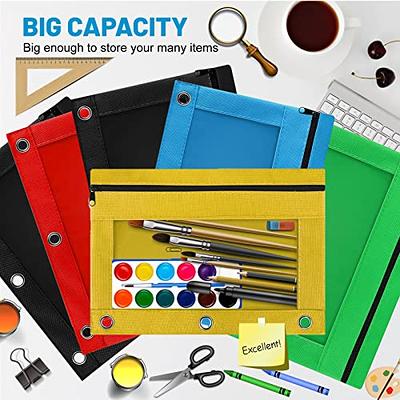 Pencil Pouch for 3 Ring Binder, Bulk 6 Pack 3-Holes Zipper Pencil Pouches  in