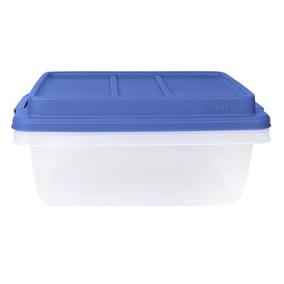 Hefty 18 qt. Clear Storage Bin with Blue Hi-Rise Lid