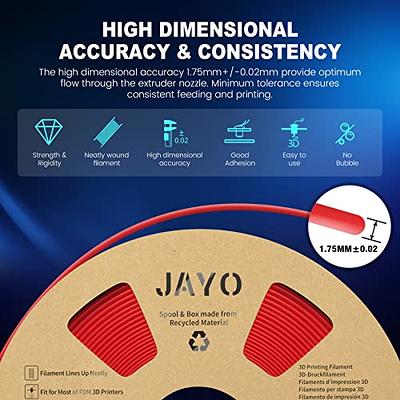 JAYO PLA+ Filament 1.75mm, PLA Plus 3D Printer Filament 1.1KG, Dimensional  Accuracy +/- 0.02mm, Neatly Wound Filament, Toughness 3D Printing Filament,  1.1 kg Spool(2.42 LBS), 363 Meters, PLA+ White 