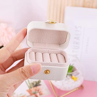 Portable Travel Mini Jewelry Box Leather Jewellery Ring Organizer Case  Storage Gift Box Girls Women 