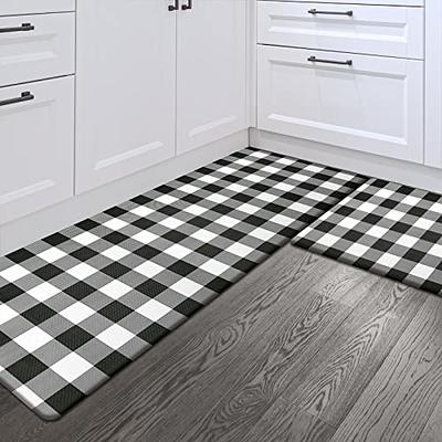 Sunlit Set of 2 Anti Fatigue Kitchen Floor Mat, Non Slip Waterproof Comfort  Standing Mat, 0.4 Inch Thick Cushioned Farmhouse Kitchen Rug Runner, White  Black Buffalo Check (17x28&17x47) - Yahoo Shopping