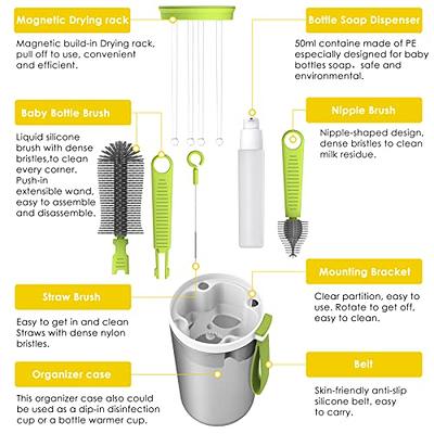3 in 1 Tiny Cleaning Brush, 3 Pack Cup Lid Cleaner Brushes Set Mini  Multi-Functional Crevice Cleaning Brush for Cleaning Baby Bottles, Narrow  Neck