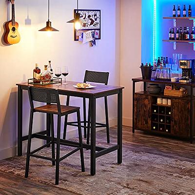 VASAGLE High Top Bar Table, Rustic Brown+Black