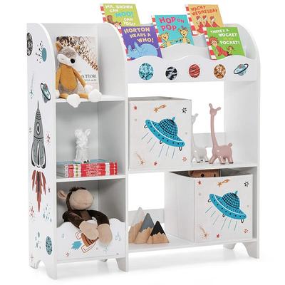 White Kids Toy Storage Cabinet 3-Drawer Organizer Cube Shelf with Hidden  Wheels