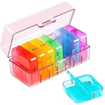 Zoksi Weekly Pill Organizer 2 Times a Day, Pink 7 Day Am Pm Pill Box, Daily