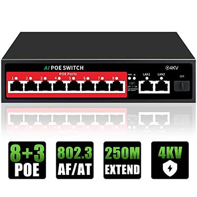Aumox 8 Port Gigabit PoE Switch, 8 Port PoE 120W, Gigabit Ethernet  Unmanaged Network Switch, Plug and Play, Sturdy Metal Housing, Traffic  Optimization