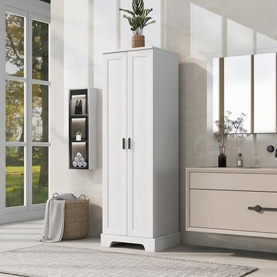 White Bathroom Storage Cabinet, Freestanding Office Cabinet with