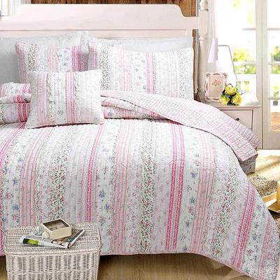 Pink Rose Peonies Flower Garden Lace Ruffle Stripe Shabby Chic 2-Piece Pink  Cotton Twin Quilt Bedding Set - Yahoo Shopping