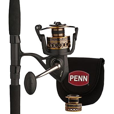 PENN Battle Spinning Reel And Fishing Rod Combo Kit With Spare Spool And Reel Cover, Black, 6000 - 9 - Medium Heavy - 2pc