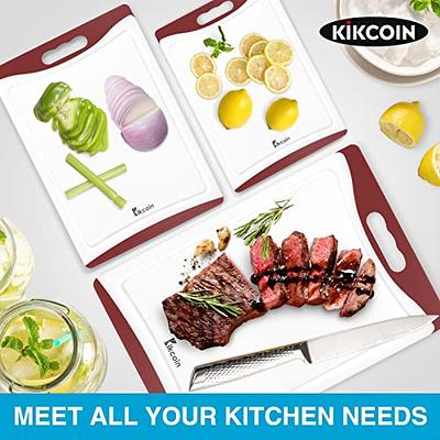 Cutting Boards for Kitchen, Extra Large Plastic Cutting Board Dishwasher Chopping  Board Set of 3 with Juice Grooves, Easy Grip Handle, Grey, Kikcoin - Yahoo  Shopping
