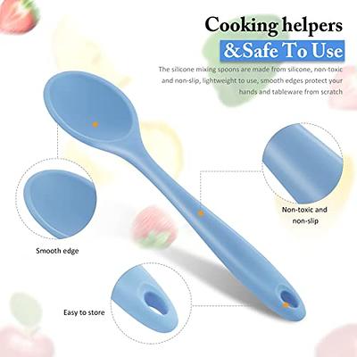 4 Pcs Silicone Spoons for Cooking, 10.6'' Large Mixing Spoon for Cooking  Heat Resistant Basting Spoon Serving Spoon, Non Stick Kitchen Utensil  Spoons