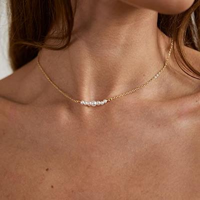 Buy Dainty Pearl Choker Necklace/ Minimalist Little Pearl Gold Necklace/  18K Gold Necklace/ Trendy Pearl Necklace/ Imple Gold Choker Necklace Uk  Online in India - Etsy