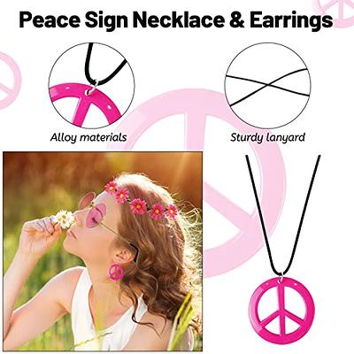 4 Pcs Hippie Costume Accessories Set 70s Peace Sign 60s Outfits for Women  Necklace Daisy Earrings Flower Headband Sunglasses
