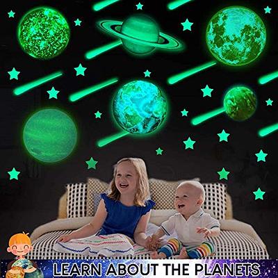 Glow In The Dark Stars For Ceiling Or Wall Stickers - Glowing Wall Decals  Stickers Room Decor Kit - Galaxy Glow Star Set And Solar System Decal For