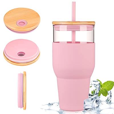 Spurtar Glass Cups with Lids and Straws, 24 Oz 4 Pack Iced Coffee Cup  Diamond Clear Mason Jar Drinking Glasses Smoothie Boba Cup Tumbler Travel  Bubble Tea Cup Gifts - Yahoo Shopping