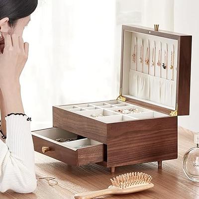 KCY Jewelry Box for Women Girls,Small Travel Jewelry Organizer Case,PU  Leather Portable Jewellery Storage Boxes Display Holder for Ring Earrings