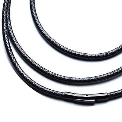 Chain necklace cord for men and women, braided leather and magnetic steel  clasp