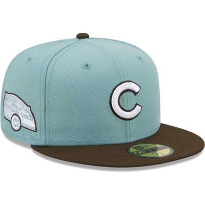 Men's New Era Tan Chicago Cubs 100 Years at Wrigley Field Sky Blue Undervisor 59FIFTY Fitted Hat