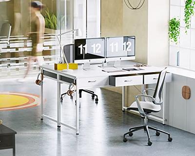Computer Desk with Drawer Home Office Desks 48 Inch Writing Desk Work Desk  PC Table Study Desk with 2 Tiers Drawers Storage Shelf Headphone Hook