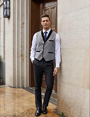 Coofandy Men's V-Neck Slim Fit Dress Suit Sleeveless Vest Waistcoat