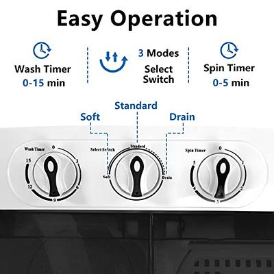 ROVSUN 15LBS Portable Washing Machine, Electric Washer and Dryer Combo with  Washer(9lbs) & Spiner(6lbs) & Pump Draining, Great for Home Camping Dorm