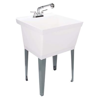 TEHILA 22.875 in. x 23.5 in. Grey 19 Gal. Utility Sink Set with Non