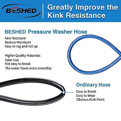 BESHED Pressure Washer Hose 25 FT 1/4 Inch, Kink Resistant Power Washing  Extension Hose Compatible with M22 Fittings, Replacement For Most Brand Pressure  Washers, 3000 PSI - Yahoo Shopping