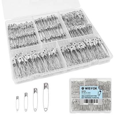 1000pcs Safety Pins Assorted, 1.5 inch Rust-Resistant Steel Wire Silver Sewing Safety Pins for Clothes, Large Safety Pins 1.5 inch Bulk for Clothes