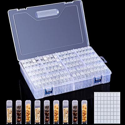 64 Grids Seed Storage Organizer Box, Plastic Transparent Seed Storage Box  Garden Seed Container with 64 Pcs Label Stickers & Tweezers, Portable Seed