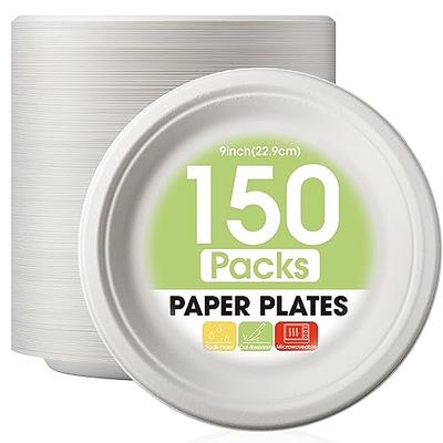 Amcrate Paper Dinner Plates Silver, 8 1/2 Inches Paper Plates Disposable, Strong and Sturdy Disposable Plates for Party, Dinner, Holiday, Picnic, or