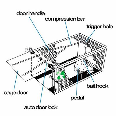 Moclever Humane Rat Trap Cage Live Rat Traps Rat Trap Cage Live Trap for Rat  Humane Live Rodent Trap Cage Galvanized Iron Mice Mouse Control Bait Catch  w/Detachable U Shaped Rod-23.3in*7.24in*7.72in 