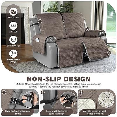 Waterproof Recliner Sofa Cover, Non-Slip Reclining Couch Covers For 1, 2 &  3 Seater, Recliner Couch Cover Furniture Protector With Elastic Straps For  Pets, Kids