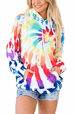 HVEPUO Tie Dye Print Spring Hoodies Y2k Hoodie Lightweight